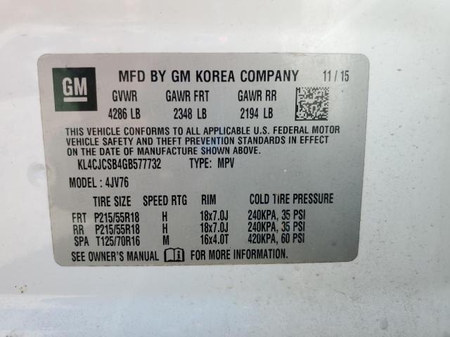 KL4CJCSB4GB577732 - 2016 BUICK ENCORE თეთრი ფოტო 13