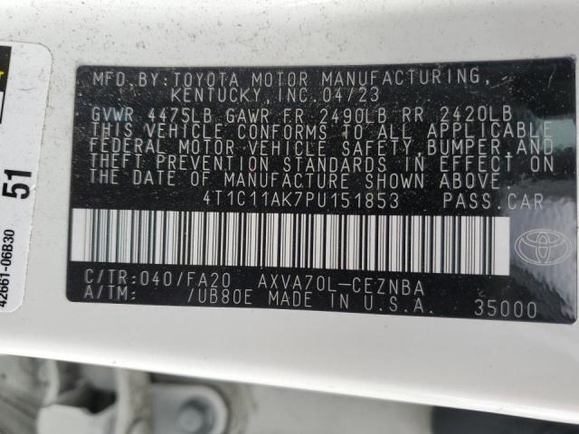 4T1C11AK7PU151853 - 2023 TOYOTA CAMRY LE WHITE photo 24