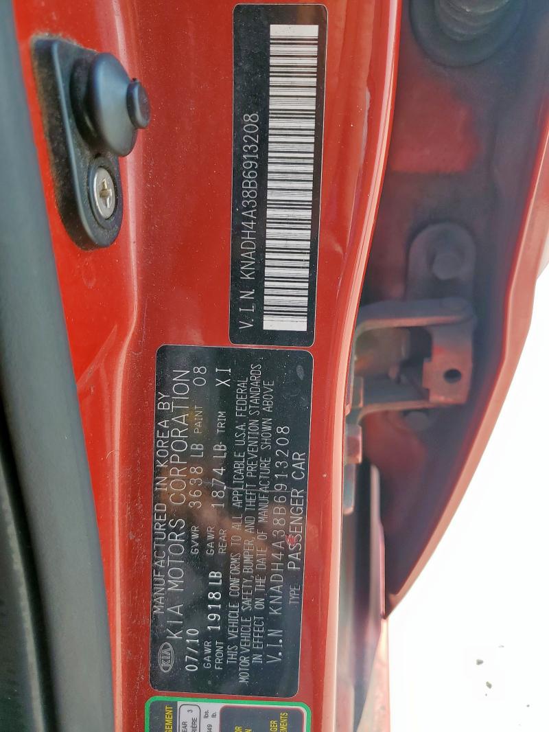 KNADH4A38B6913208 - 2011 KIA RIO BASE ნარინჯისფერი ფოტო 12