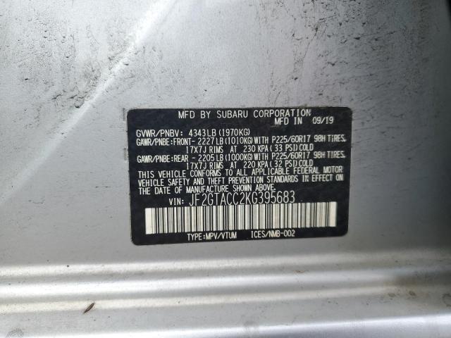JF2GTACC2KG395683 - 2019 SUBARU CROSSTREK PREMIUM Srebrny zdjęcie 14