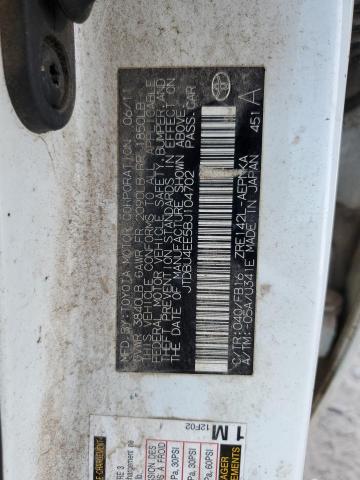 JTDBU4EE5BJ104702 - 2011 TOYOTA COROLLA BASE WHITE photo 12