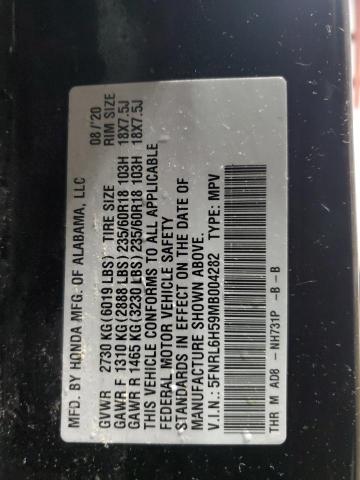 5FNRL6H59MB004282 - 2021 HONDA ODYSSEY EX BLACK photo 14