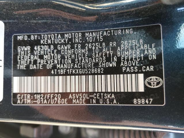 4T1BF1FKXGU528682 - 2016 TOYOTA CAMRY LE 蓝色 照片 13