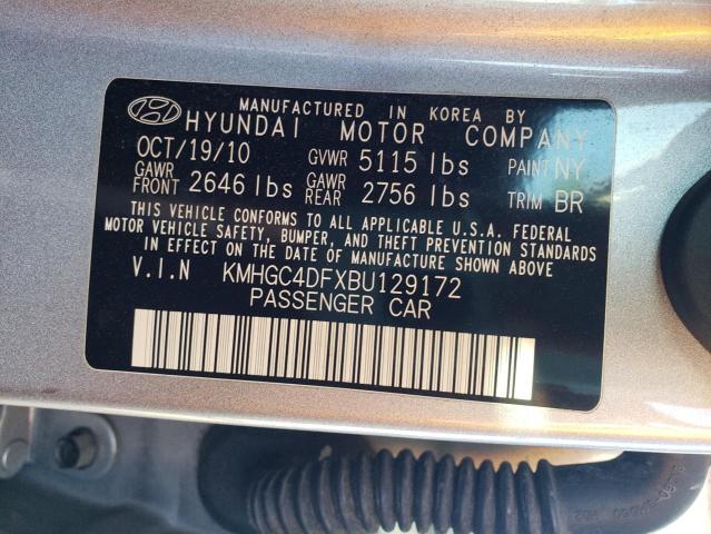 KMHGC4DFXBU129172 - 2011 HYUNDAI GENESIS 4.6L SILVER photo 12