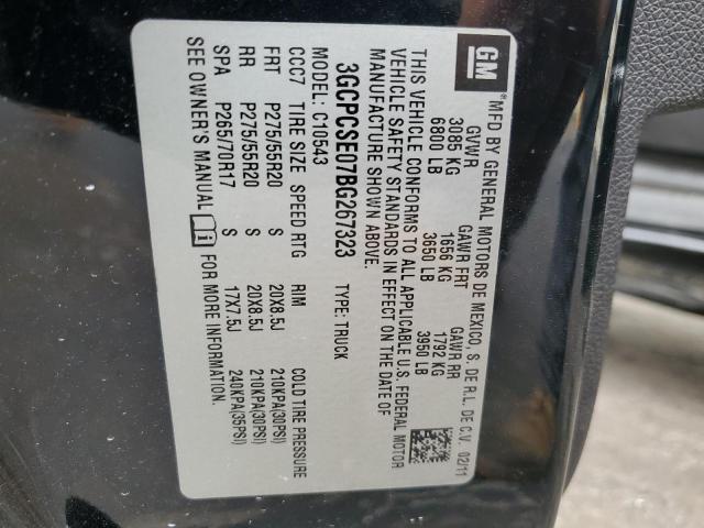 3GCPCSE07BG267323 - 2011 CHEVROLET SILVERADO C1500 LT BLACK photo 12