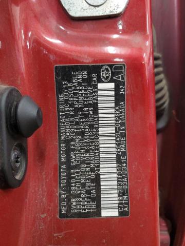 2T1BU4EE8DC058040 - 2013 TOYOTA COROLLA BASE 红色 照片 12