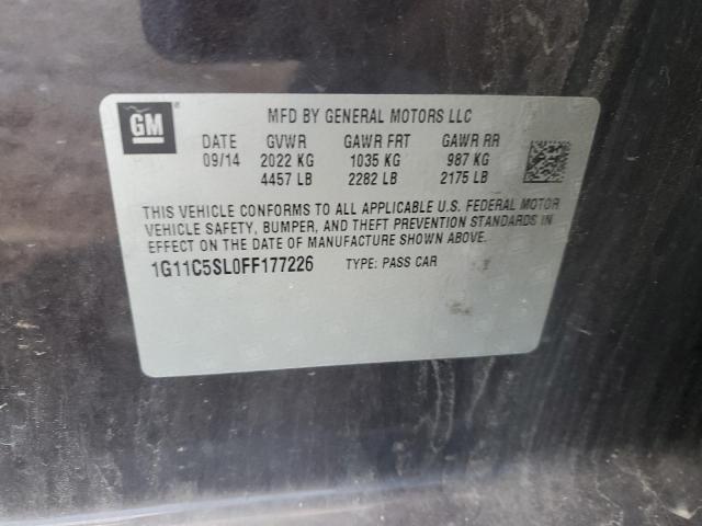 1G11C5SL0FF177226 - 2015 CHEVROLET MALIBU 1LT 石墨色 照片 12