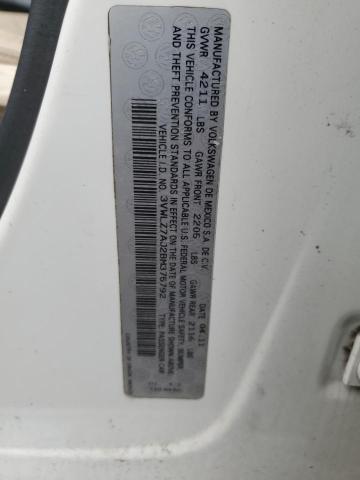 3VWLZ7AJ2BM375792 - 2011 VOLKSWAGEN JETTA SEL WHITE photo 12