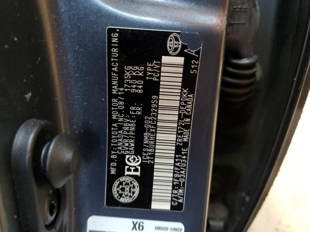 2T1BURHEXFC232959 - 2015 TOYOTA COROLLA L 灰色 照片 12