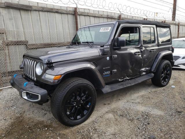 1C4JJXP64NW170709 - 2022 JEEP WRANGLER U SAHARA 4XE GRAY photo 1