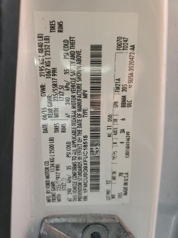 1FMCU9G9XFUC18518 - 2015 FORD ESCAPE SE WHITE photo 13