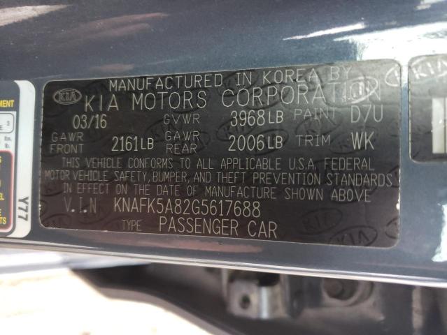 KNAFK5A82G5617688 - 2016 KIA FORTE LX GRAY photo 12