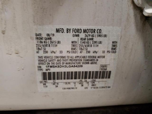 1FMSK8DH3LGA84209 - 2020 FORD EXPLORER XLT Ağ foto 14