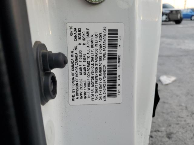 2HGFC3B77GH362024 - 2016 HONDA CIVIC EXL თეთრი ფოტო 12