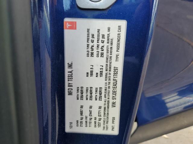 5YJ3E1EA3JF178297 - 2018 TESLA MODEL 3 Көк фото 13