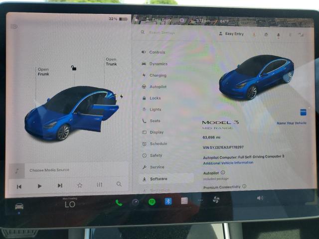 5YJ3E1EA3JF178297 - 2018 TESLA MODEL 3 Көк фото 9