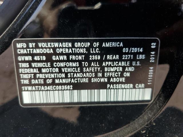 1VWAT7A34EC083562 - 2014 VOLKSWAGEN PASSAT S BLACK photo 12