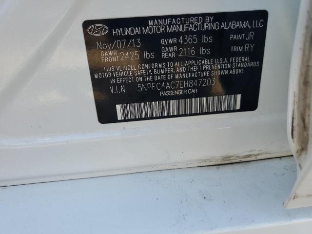 5NPEC4AC7EH847203 - 2014 HYUNDAI SONATA SE 白色 照片 12