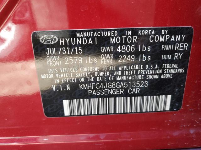 KMHFG4JG8GA513523 - 2016 HYUNDAI AZERA RED photo 13