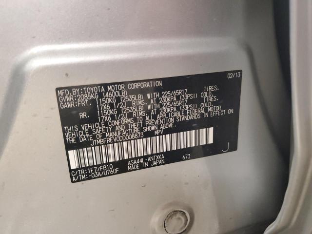 JTMBFREV0DD008873 - 2013 TOYOTA RAV4 LE 银色 照片 13