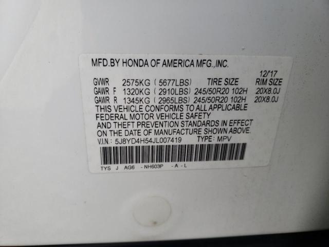 5J8YD4H54JL007419 - 2018 ACURA MDX TECHNOLOGY WHITE photo 13