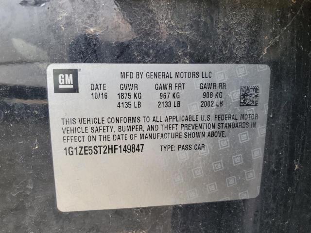 1G1ZE5ST2HF149847 - 2017 CHEVROLET MALIBU LT Қара фото 12