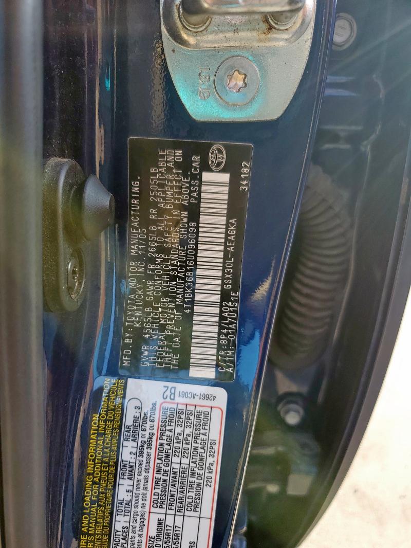 4T1BK36B16U096098 - 2006 TOYOTA AVALON XL Mavi foto 12