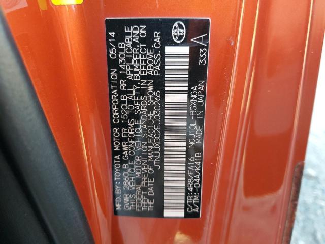 JTNJJXB02EJ030265 - 2014 TOYOTA SCION IQ ORANGE photo 12