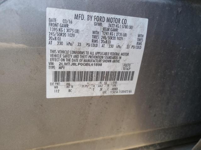 2LMTJ8LP0GBL61898 - 2016 LINCOLN MKX RESERVE Ոսկեգույն լուսանկար 13