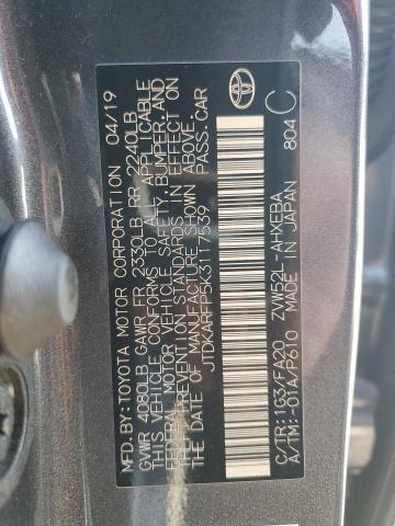 JTDKARFP5K3117539 - 2019 TOYOTA PRIUS PRIM 黑色 照片 12