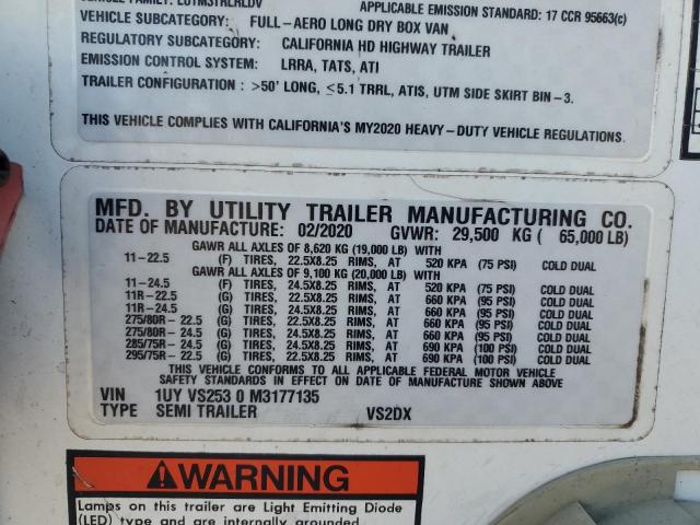 1UYVS2530M3177135 - 2021 UTILITY VS2DX WHITE photo 10
