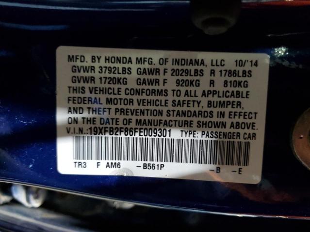 19XFB2F86FE009301 - 2015 HONDA CIVIC EX BLUE photo 12