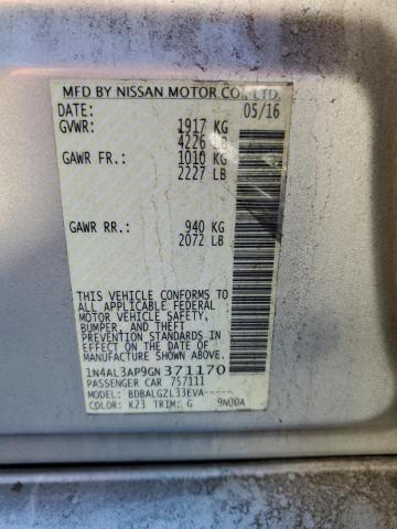 1N4AL3AP9GN371170 - 2016 NISSAN ALTIMA 2.5 SILVER photo 12