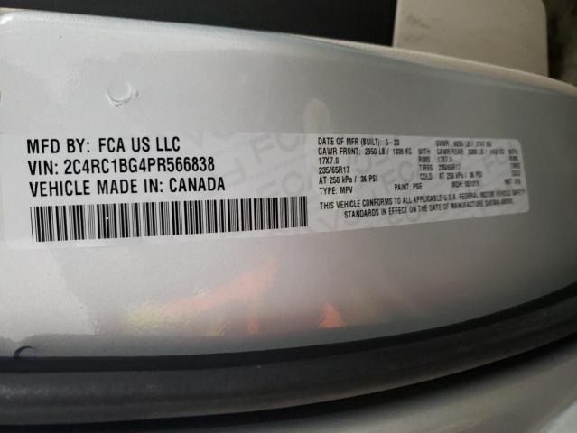 2C4RC1BG4PR566838 - 2023 CHRYSLER PACIFICA TOURING L Արծաթագույն լուսանկար 12