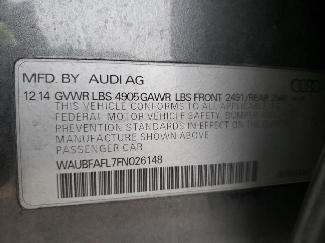 WAUBFAFL7FN026148 - 2015 AUDI A4 PREMIUM GRAY photo 12