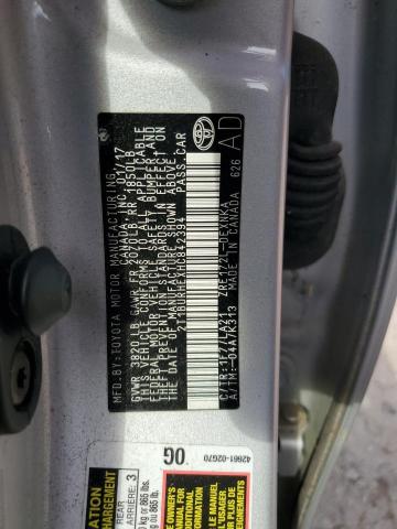 2T1BURHEXHC842394 - 2017 TOYOTA COROLLA L SILVER photo 12