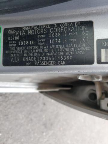 KNADE123366145360 - 2006 KIA RIO SILVER photo 13