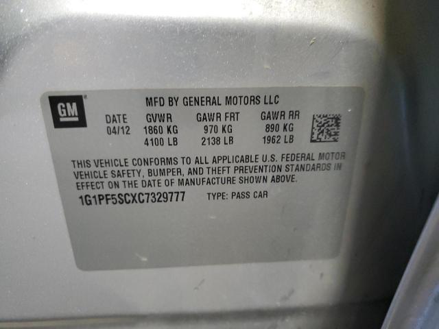 1G1PF5SCXC7329777 - 2012 CHEVROLET CRUZE LT Сұр фото 12