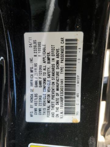 19UUA9F53CA001441 - 2012 ACURA TL BLACK photo 12