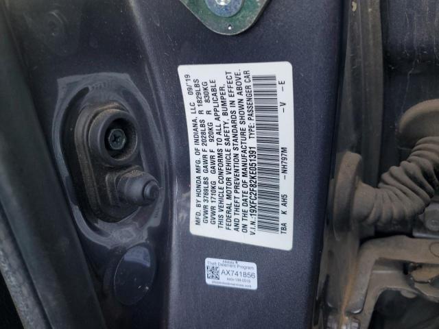 19XFC2F82KE051391 - 2019 HONDA CIVIC SPORT 灰色 照片 12