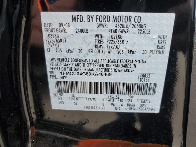 1FMCU04G89KA46469 - 2009 FORD ESCAPE LIMITED BLACK photo 13