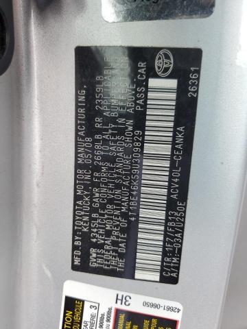 4T1BE46K59U309829 - 2009 TOYOTA CAMRY BASE SILVER photo 12