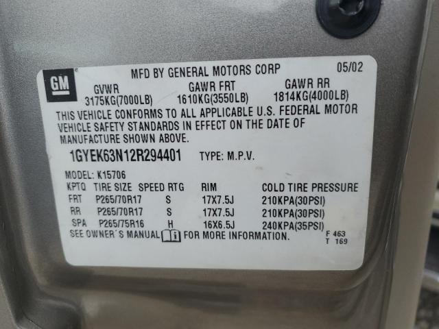 1GYEK63N12R294401 - 2002 CADILLAC ESCALADE LUXURY Золотий фото 13