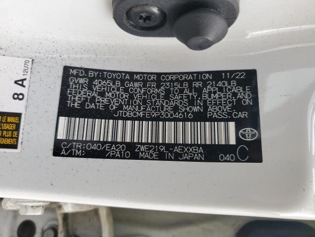 JTDBCMFE9P3004616 - 2023 TOYOTA COROLLA LE Weiß Foto 12