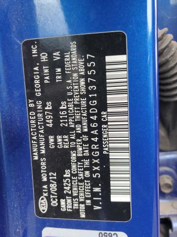 5XXGR4A64DG137557 - 2013 KIA OPTIMA SX 蓝色 照片 12