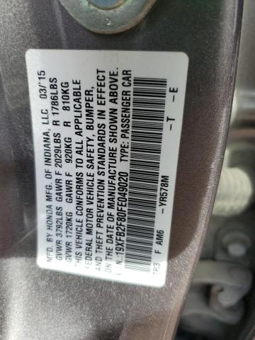 19XFB2F80FE049020 - 2015 HONDA CIVIC EX GRAY photo 12