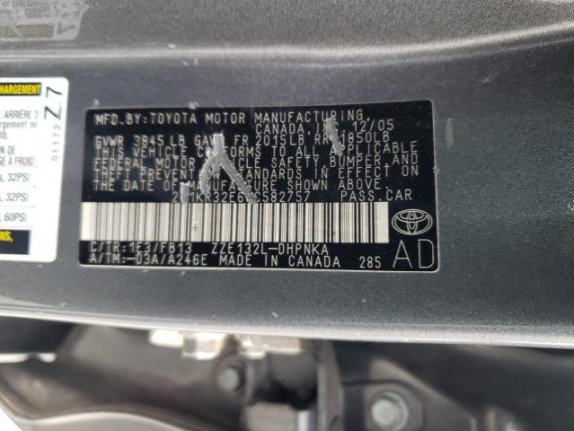 2T1KR32E66C582757 - 2006 TOYOTA COROLLA MA XR GRAY photo 12