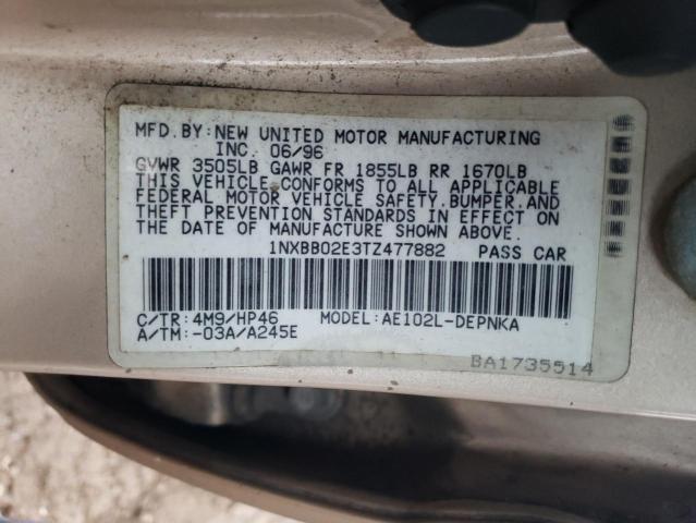 1NXBB02E3TZ477882 - 1996 TOYOTA COROLLA DX SILVER photo 12