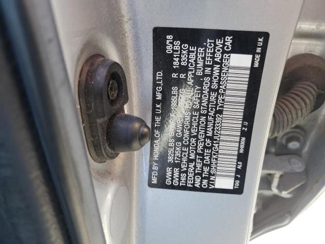 SHHFK7G41JU233392 - 2018 HONDA CIVIC SPORT فضي صورة 12