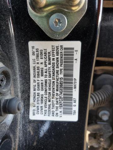 19XFC2F74GE068515 - 2016 HONDA CIVIC EX BLACK photo 12